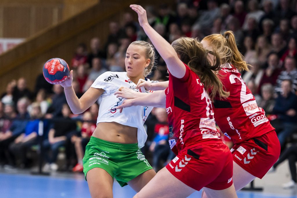 190315 Skurus Frida Rosell under handbollsmatchen i SHE mellan Höörs HK H65 och Skuru IK den 15 mars 2019 i Höör.
Foto: Christoffer Borg Mattisson / BILDBYRÅN / COP 261