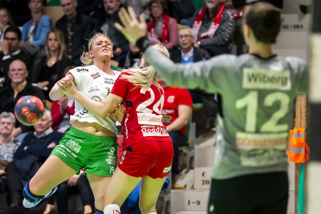 190315 Skurus Daniela De Jong under handbollsmatchen i SHE mellan Höörs HK H65 och Skuru IK den 15 mars 2019 i Höör.
Foto: Christoffer Borg Mattisson / BILDBYRÅN / COP 261
