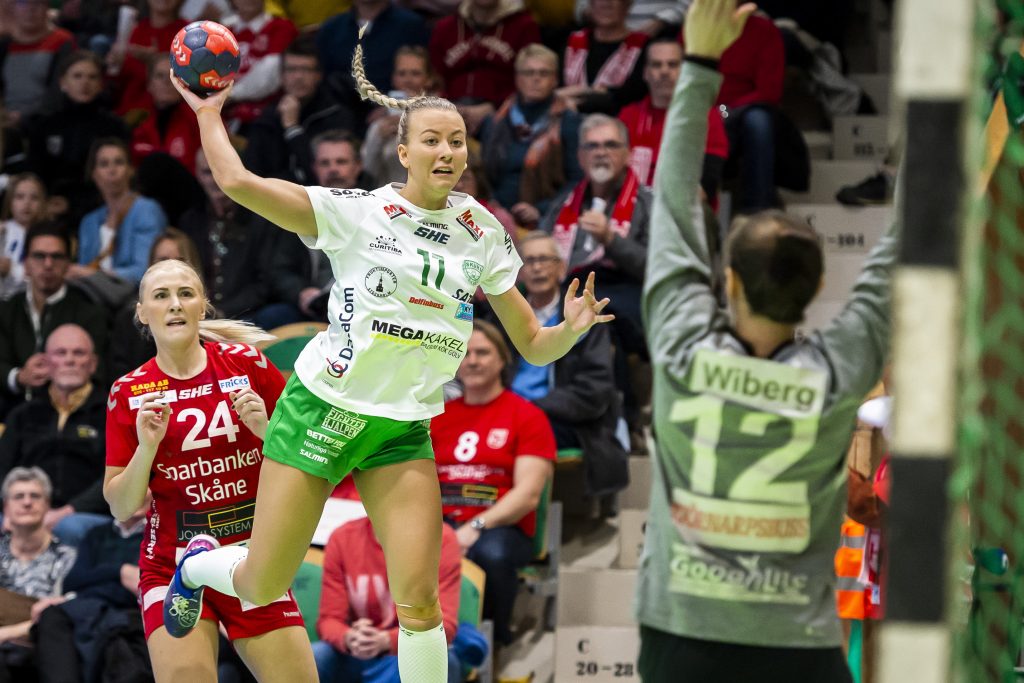 190315 Skurus Frida Rosell under handbollsmatchen i SHE mellan Höörs HK H65 och Skuru IK den 15 mars 2019 i Höör.
Foto: Christoffer Borg Mattisson / BILDBYRÅN / COP 261