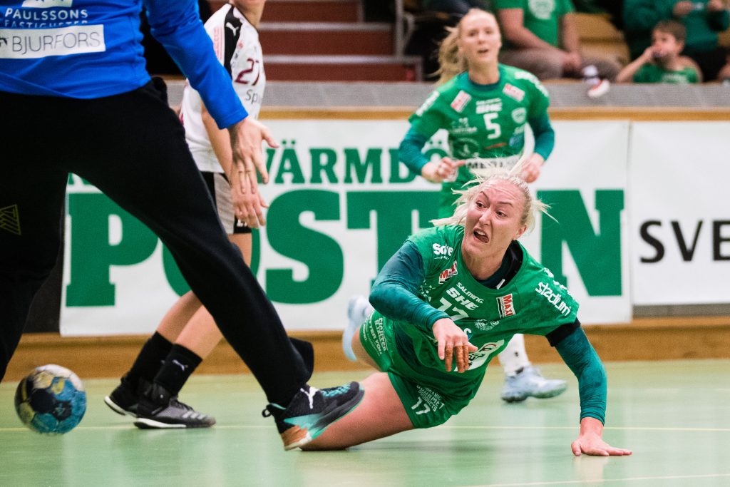 190418 Skurus Jenny Södrén under semifinal 1 i SHEs slutspel mellan Skuru och Lugi den 18 april 2019 i Stockholm. 
Foto: Andreas L Eriksson / Bildbyrån / kod AE / Cop 106