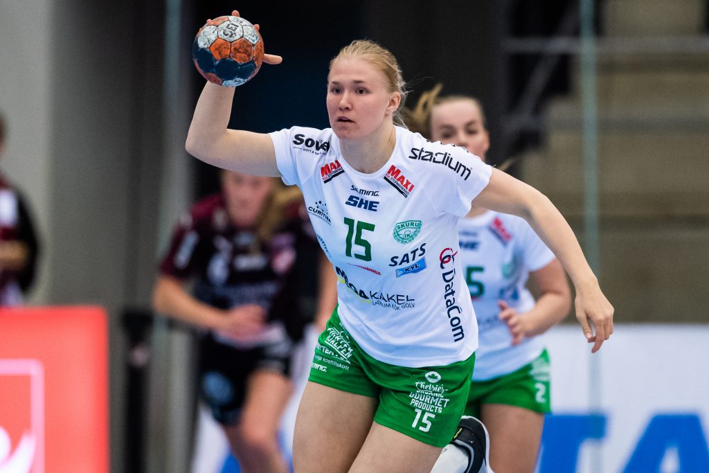 190501 Skurus Isabelle Andersson under semifinal 4 i SHE-slutspelet mellan Lugi och Skuru den 1 maj 2019 i Lund.
Foto: Christoffer Borg Mattisson / BILDBYRÅN / COP 261