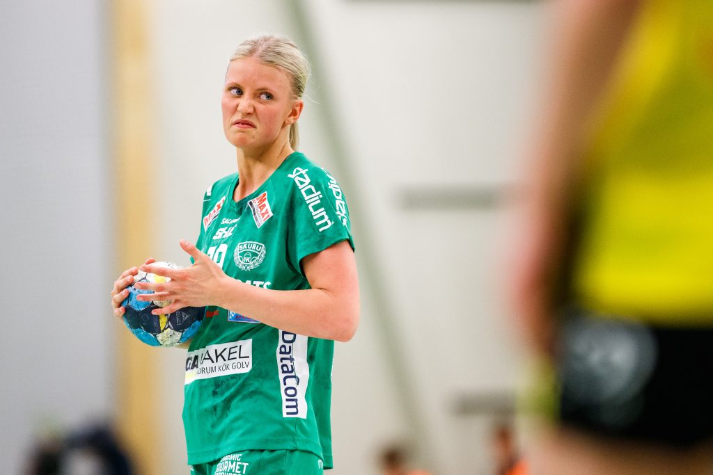 190513 Skurus Daniela De Jong deppar  under final 1 i SHE mellan Skuru och Sävehof den 13 maj 2019 i Stockholm.
Foto: Andreas L Eriksson / Bildbyrån / kod AE / Cop 106