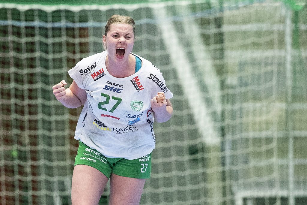 190516 Skurus Ulrika Olsson  jublar under final 2 i SHE mellan Sävehof och Skuru den 16 maj 2019 i Partille.
Foto: Nicklas Elmrin / BILDBYRÅN / Cop 206