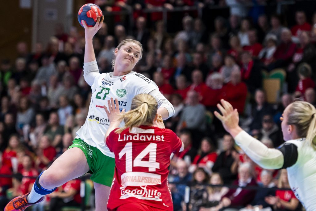 190315 Skurus Ulrika Olsson under handbollsmatchen i SHE mellan Höörs HK H65 och Skuru IK den 15 mars 2019 i Höör.
Foto: Christoffer Borg Mattisson / BILDBYRÅN / COP 261
